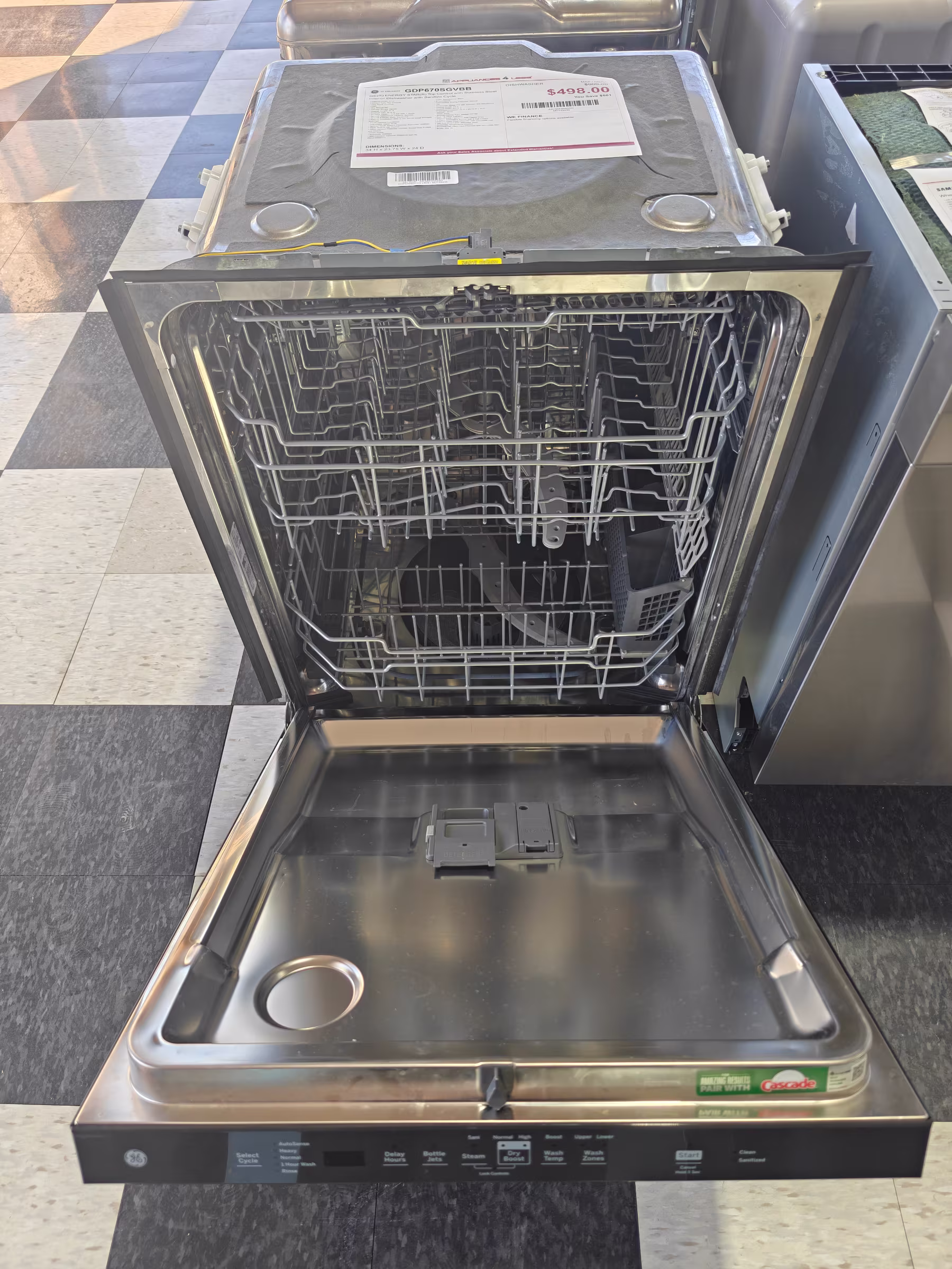 GE® ENERGY STAR® Top Control with Stainless Steel Interior Dishwasher with Sanitize Cycle