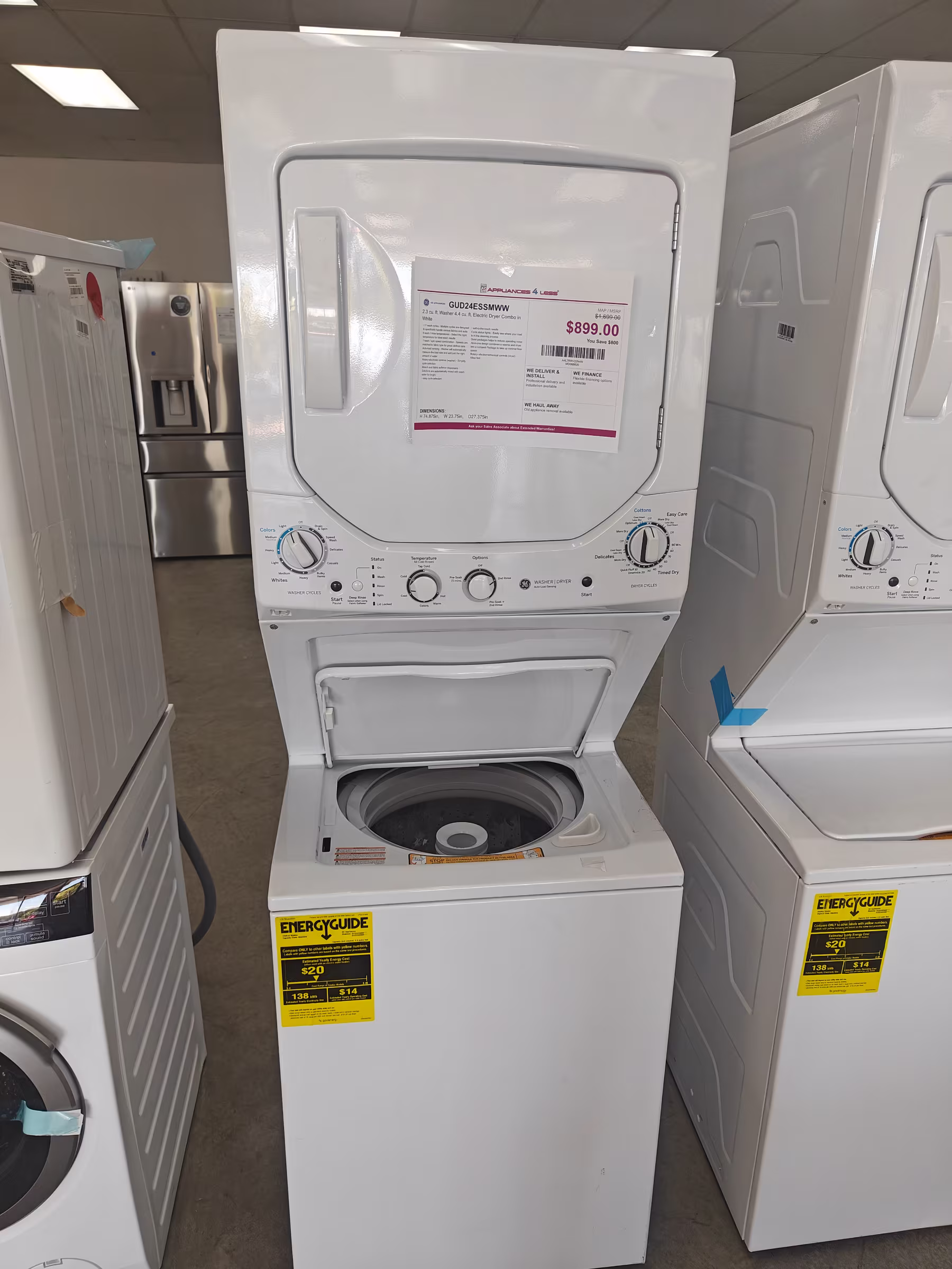 Ge 2.3 cu. ft. Washer 4.4 cu. ft. Electric Dryer Combo in White GUD24ESSMWW