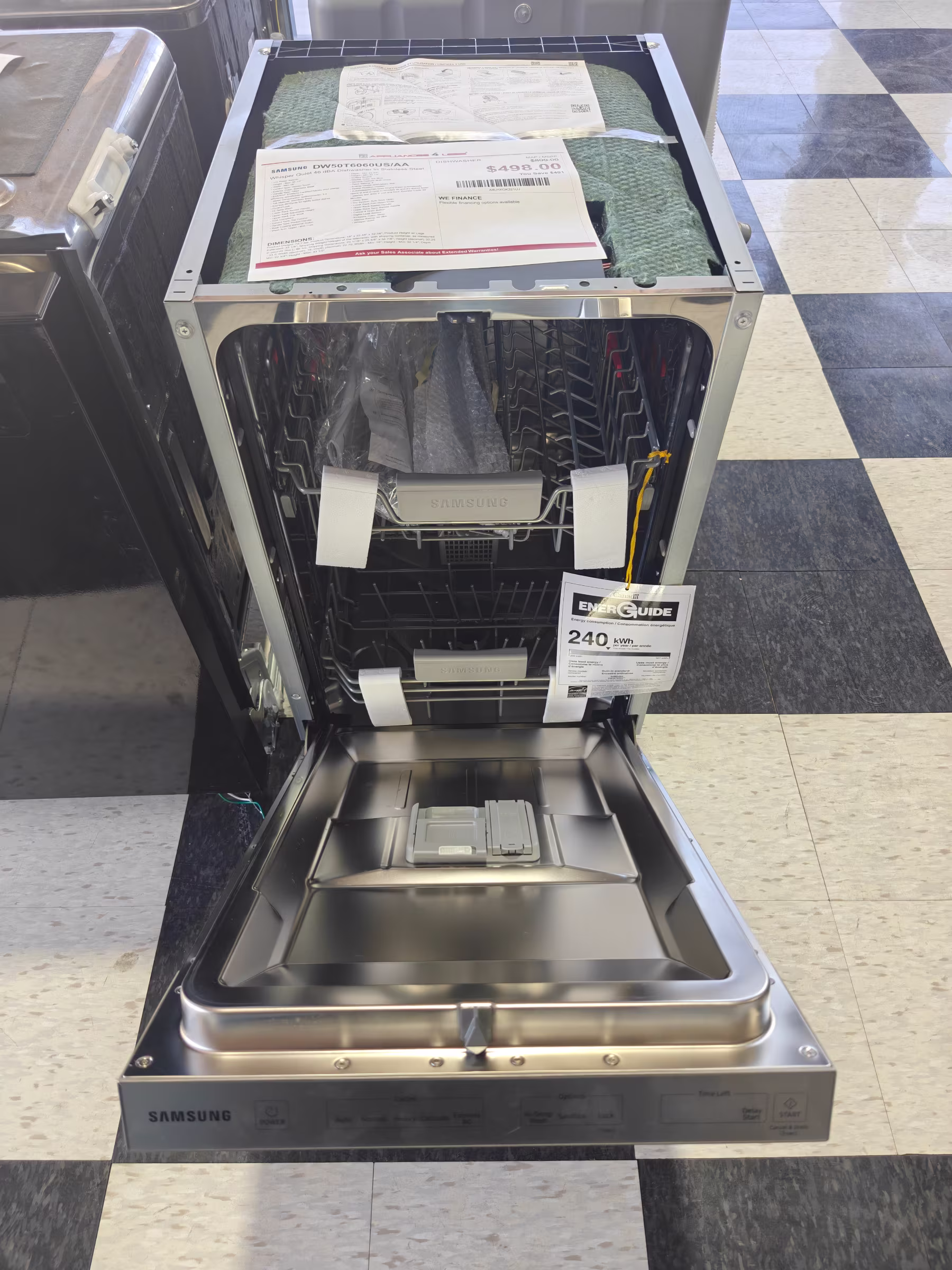 Whisper Quiet 46 dBA Dishwasher in Stainless Steel