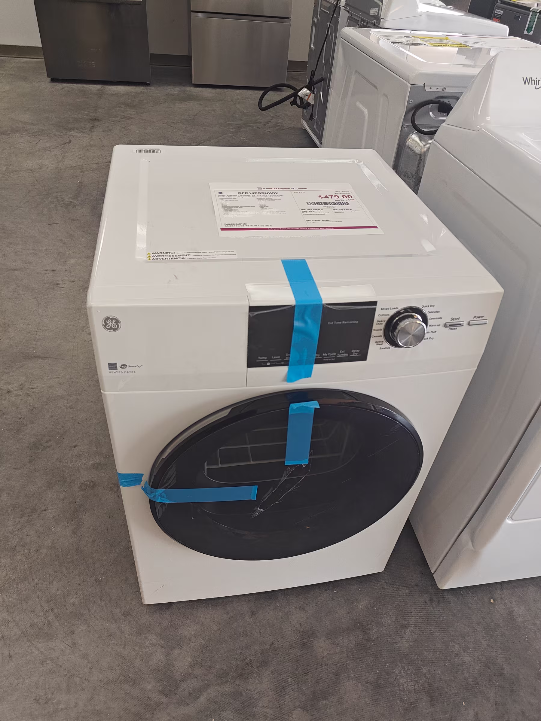 GE® ENERGY STAR® 24" 4.3 Cu.Ft. Front Load Vented Electric Dryer with Stainless Steel Basket