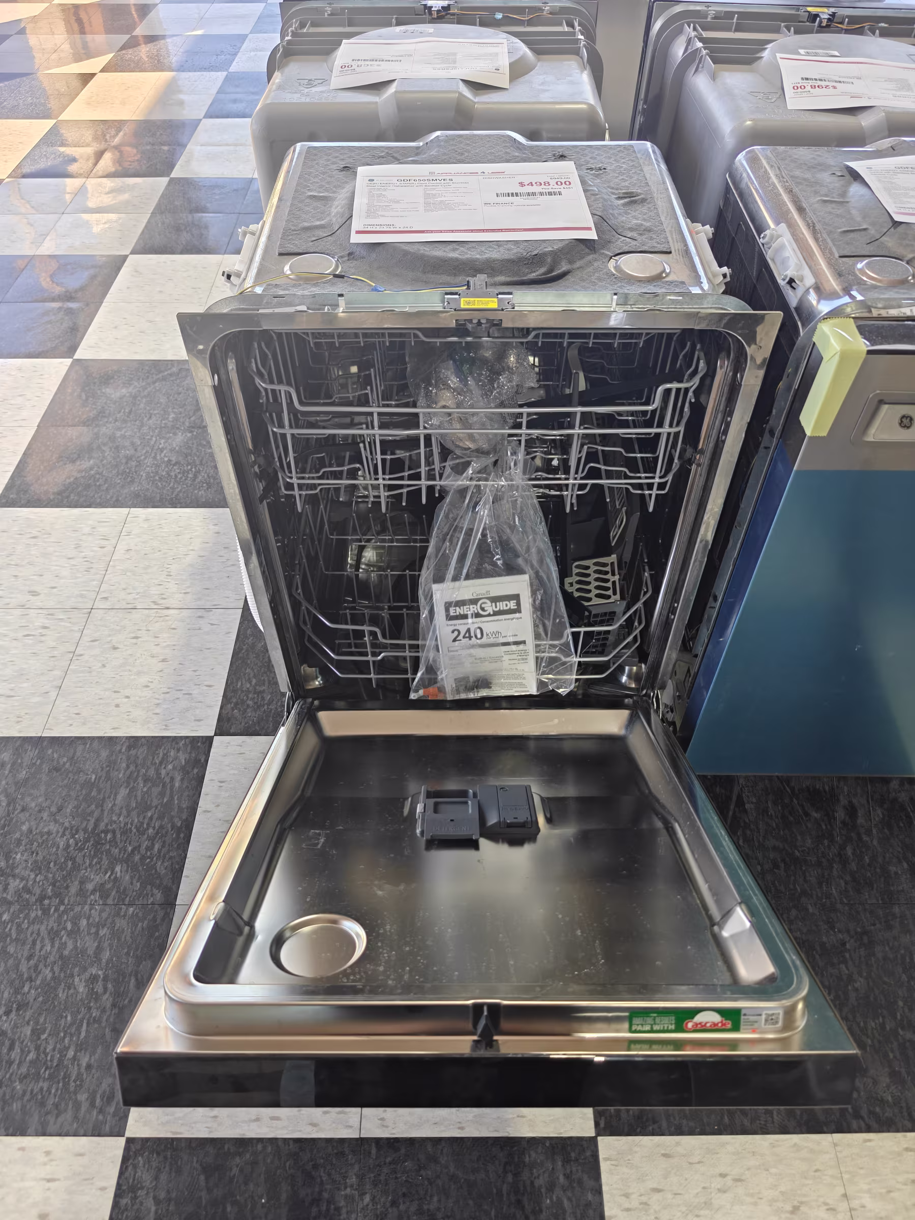 GE® ENERGY STAR® Front Control with Stainless Steel Interior Dishwasher with Sanitize Cycle
