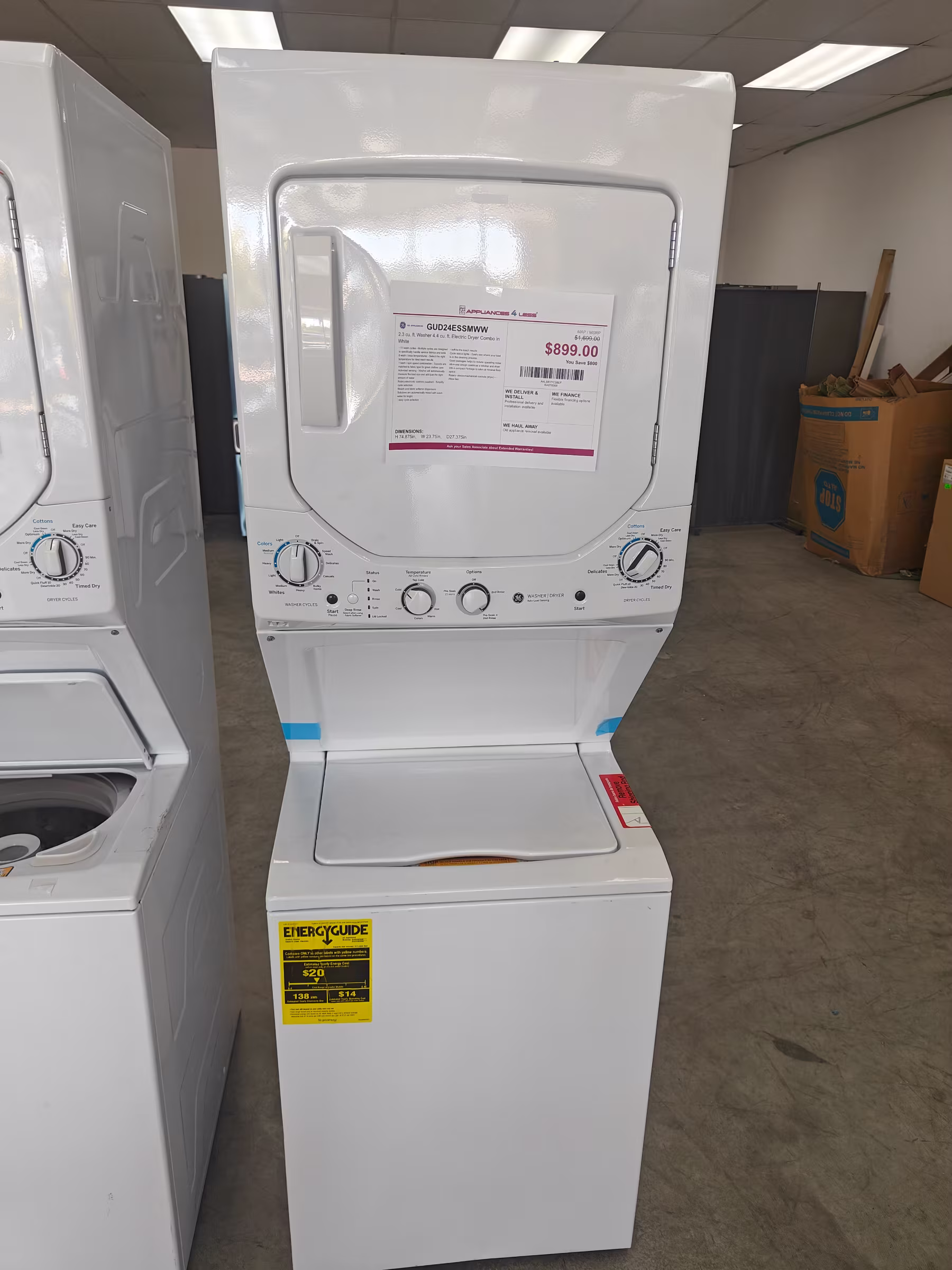 Ge 2.3 cu. ft. Washer 4.4 cu. ft. Electric Dryer Combo in White GUD24ESSMWW