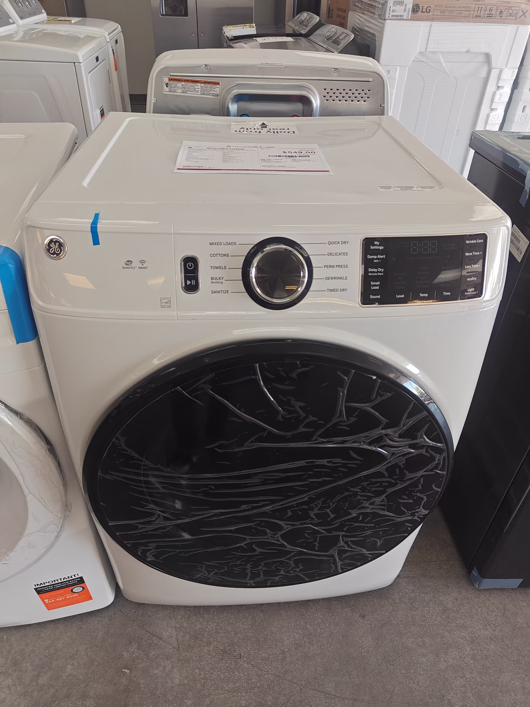 GE® ENERGY STAR® 7.8 cu. ft. Capacity Smart Front Load Electric Dryer with Sanitize Cycle