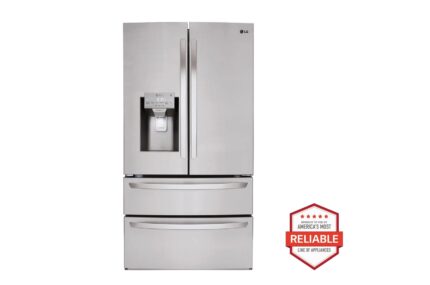 LG 28 cu. ft. 4-Door French Door, Standard Depth, Ice & Water, Double Freezer, Stainless Steel LMXS28626S (a4l53lo45qzo)