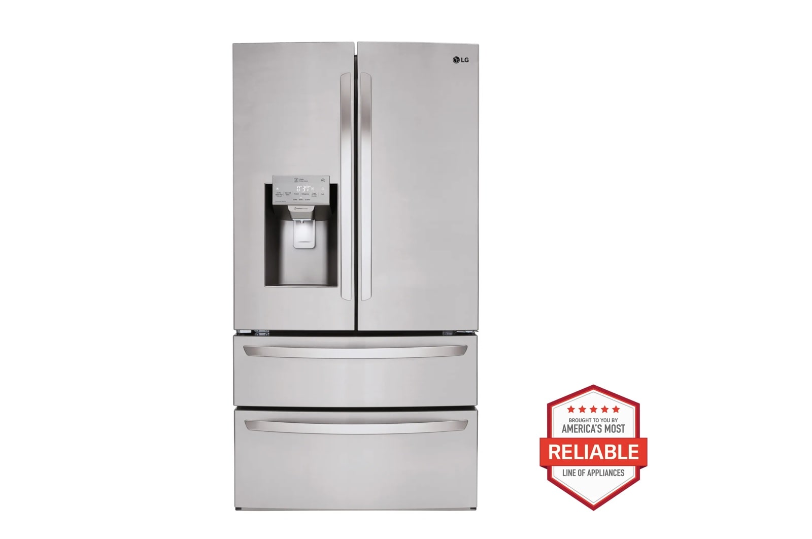 a4l-cover-a4l53lo45qzo LG 28 cu. ft. 4-Door French Door, Standard Depth, Ice & Water, Double Freezer, Stainless Steel LMXS28626S (a4l53lo45qzo)